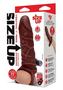 Size Up Silicone Vibrating Realistic Penis Extender With Ball Loop 1in - Chocolate